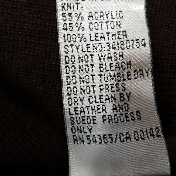 Nygard Collection Jacket Women's Size Medium Brown Leather Knit Full Front Zip - Picture 3 of 6